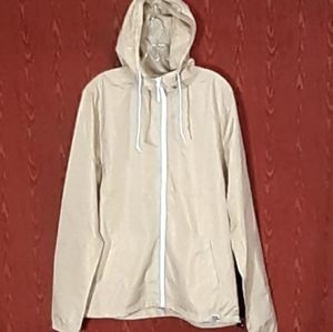 GRAND RUNNING CLUB MEN'S FULL ZIP HOODED KHAKI/TAN WINDBREAKER SIZE M NWOT